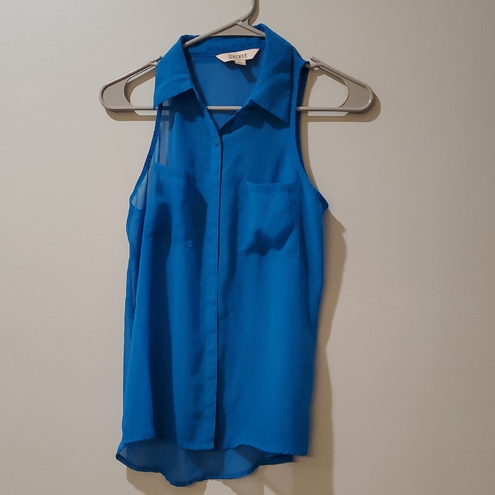 Decree XS Sheer Button Down Top